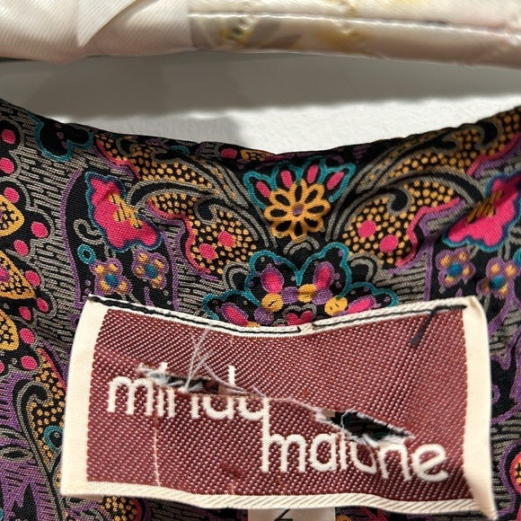 Vintage 80s Mindy Malone Dress Contrasting prints Bloused Top size 14 women maxi - Picture 4 of 7